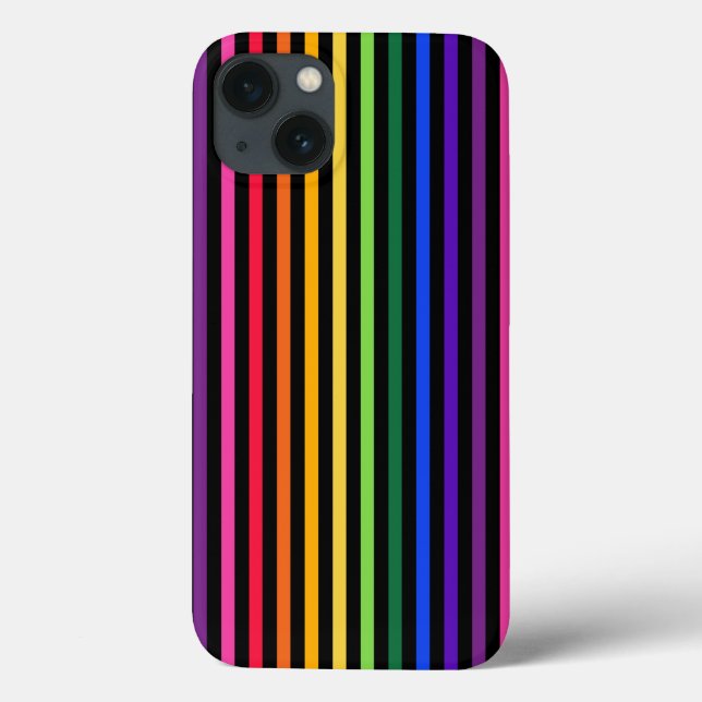 Coques Case-Mate iPhone Arc-en-ciel et rayures noires Coque-coque iphone M (Verso)