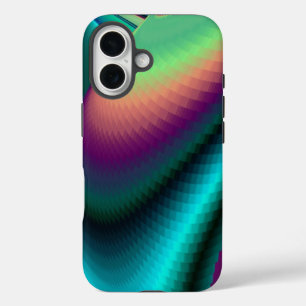 Coque Pour iPhone 16 Arc-en-ciel métallique Abstrait futuriste