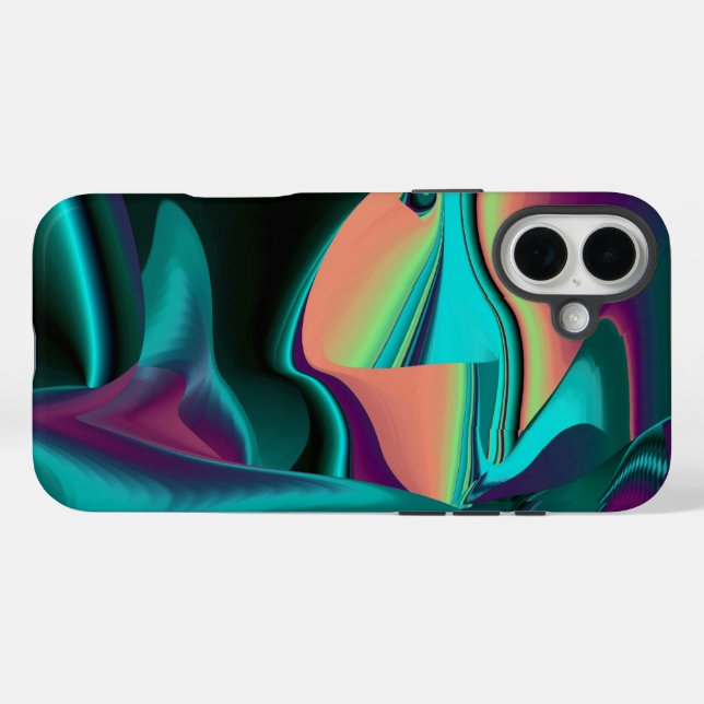 Coques Case-Mate iPhone Arc-en-ciel métallique Abstrait futuriste (Verso (horizontal))