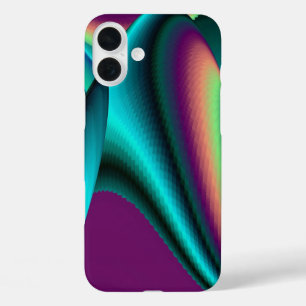 Coque Pour iPhone 16 Plus Arc-en-ciel métallique Abstrait futuriste