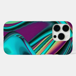 Coque iPhone 16 Pro Arc-en-ciel métallique Abstrait futuriste