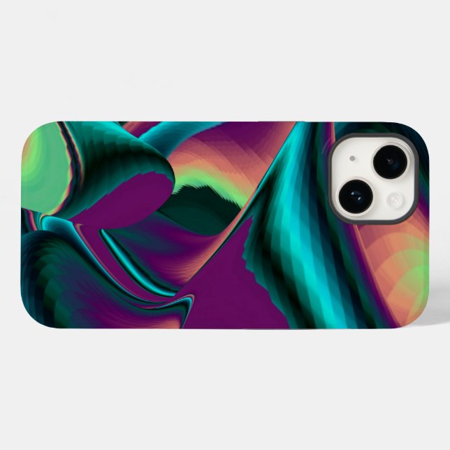 Coques Case-Mate iPhone Arc-en-ciel métallique Abstrait futuriste (Verso (horizontal))