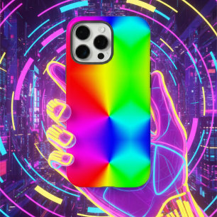 Coque iPhone 16 Pro Max Arc-en-ciel Néo-Rétro-Futuriste Surligné en Bleu R