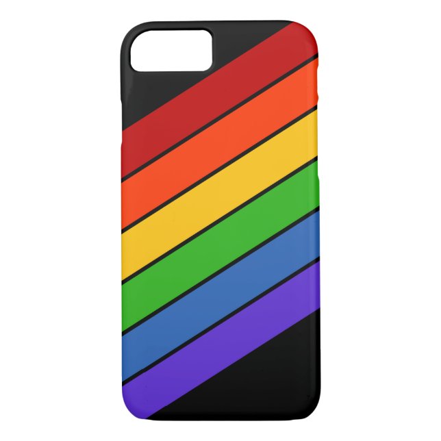 Coques Case-Mate iPhone Arc-en-ciel rayures Diagonal Noir (Dos)