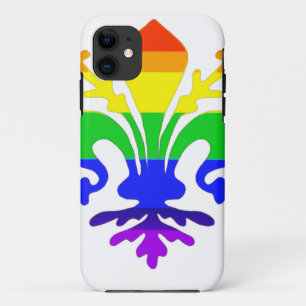Coque iPhone 11 Arc-en-ciel stylisé Fleur de Lis