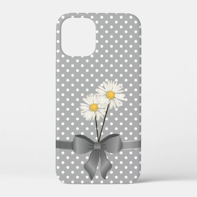 Coques Case-Mate iPhone arc gris et marguerites sur pois (Verso)