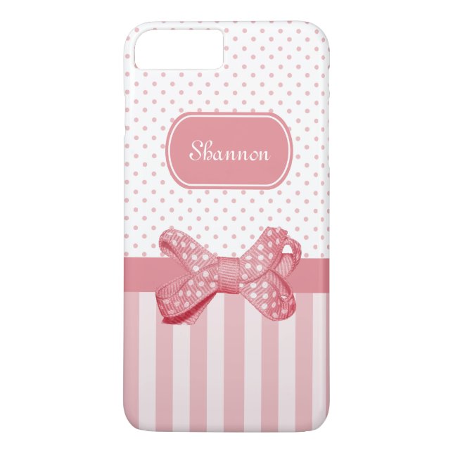 Coques Case-Mate iPhone Arc mignon de point de polka de rayures Girly de (Dos)