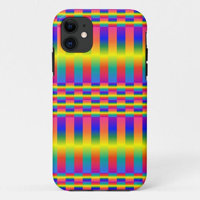 Coques Case-Mate iPhone Arcs-en-ciel foncés et clairs (Checkers et Stripes (Dos)