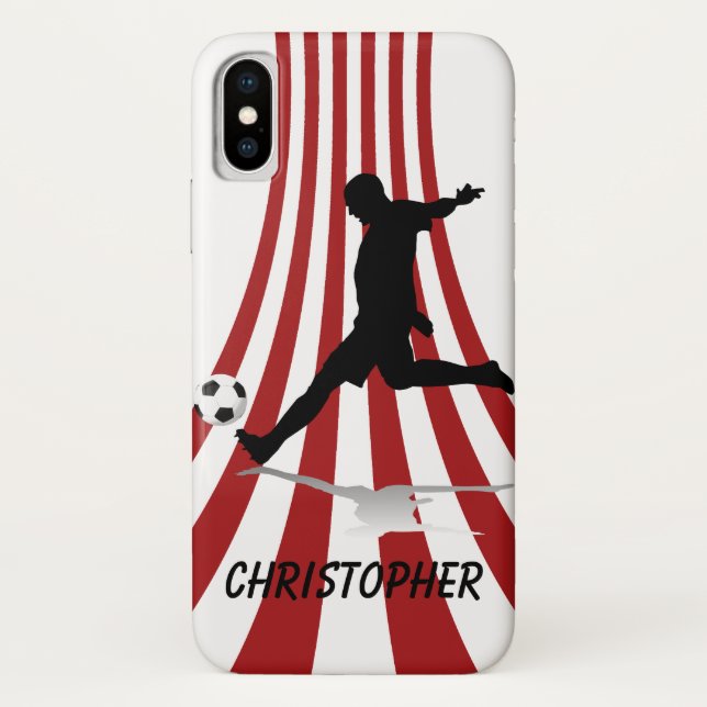 Coques Case-Mate iPhone Arcs rouges et blancs Conception du joueur de foot (Dos)