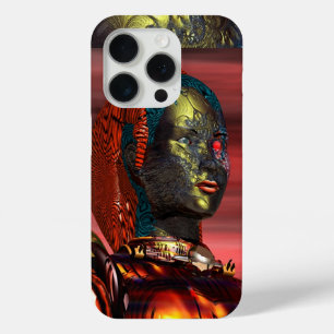 Coque iPhone 15 Pro ARES /CYBORG PORTRAIT DANS SUNSET Science-fiction
