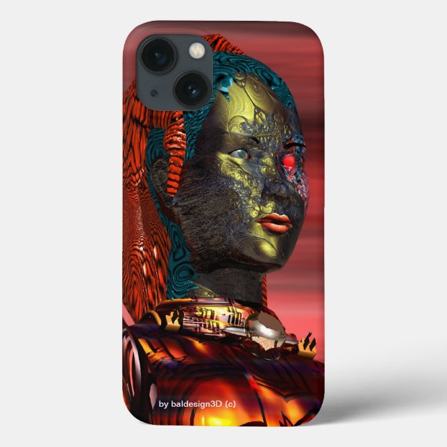 Coques Case-Mate iPhone ARES - CYBORG PORTRAIT Red Science Fiction (Verso)