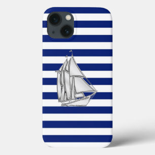 Coque Case-Mate iPhone Argent Chrome Style Voilier sur les rayures nautiq