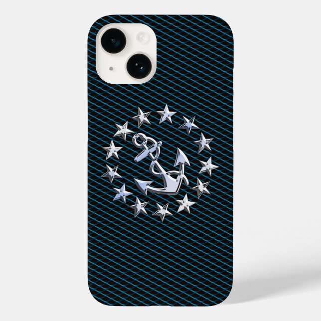 Coques Case-Mate iPhone Argent Chrome Yacht drapeau sur le style de Grille (Verso)