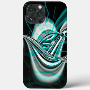Case-Mate iPhone Case Argent courbe ondulé sous fumée verte cyane sur fo