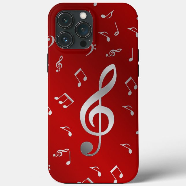 Coques Case-Mate iPhone argent en notes de musique rouges otter box OtterB (Verso)