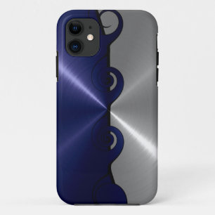 Coque Case-Mate Pour iPhone Argent et marine Motif à spirale métallique inoxyd