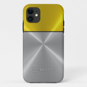 Coques Pour iPhone Argent et or brillant acier métal