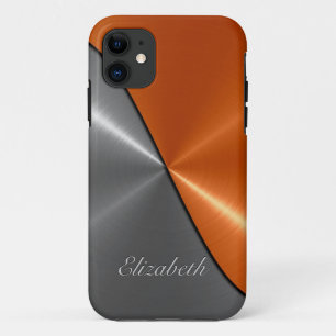 Coque Case-Mate Pour iPhone Argent et orange brillant acier inoxydable métal