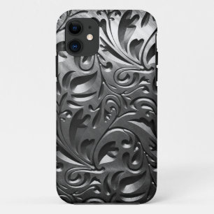Case-Mate iPhone Case Argent métal gravé look abstrait gris acier
