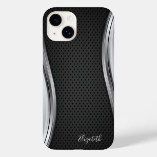 Coque Case-Mate iPhone Argent métallique moderne Noir