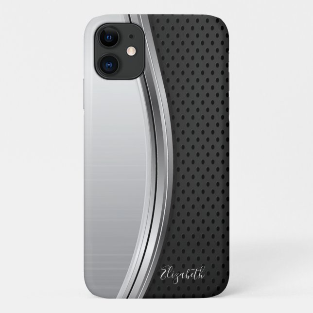Coques Case-Mate iPhone Argent métallisé noir moderne (Dos)