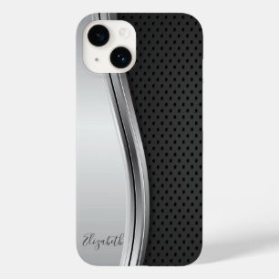 Coque Case-Mate iPhone Argent métallisé noir moderne et cool
