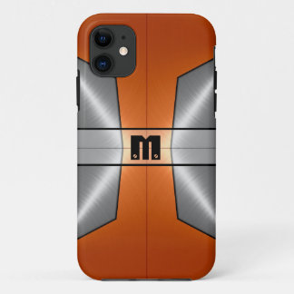 Coque iPhone 11 Argent Orange brillant acier inoxydable métal 8