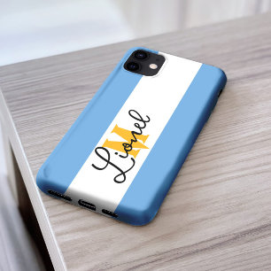 Coque Case-Mate iPhone argentine Bleu & blanc Bande Nom personnalisé mono