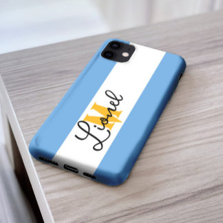 Coque Case-Mate iPhone argentine Bleu & blanc Bande Nom personnalisé mono