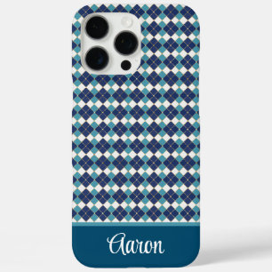 Coque iPhone 16 Pro Max Argyle Bleu Personnaliser