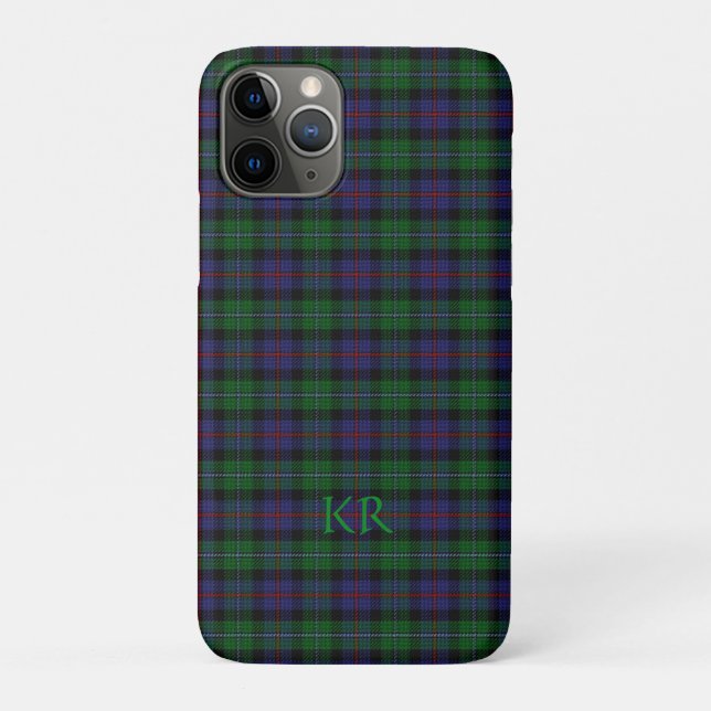 Coques Case-Mate iPhone Argyll District Tartan avec monogramme / nom (Dos)