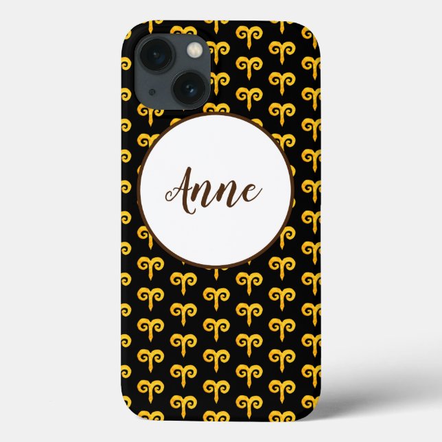 Coques Case-Mate iPhone Aries Golden Astrology Personnalisé (Verso)