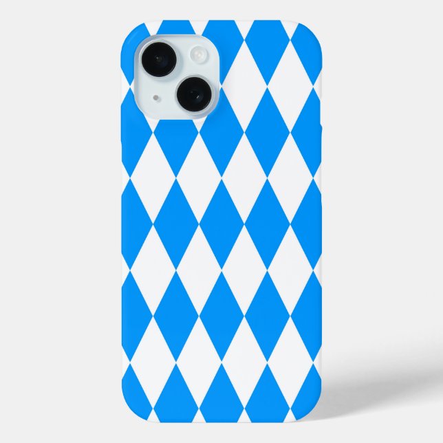 Coques Case-Mate iPhone Arlequin bleu blanc Diamants Checkers Design (Verso)
