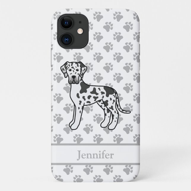 Coques Case-Mate iPhone Arlequin Grand Danois Chien de Dessin Animé Mignon (Dos)