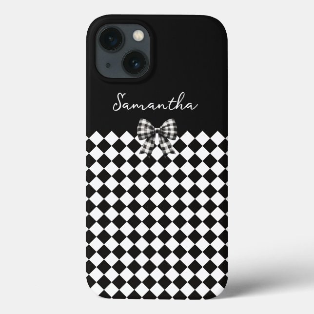 Coques Case-Mate iPhone Arlequin noir blanc Mad Hatker Checkers (Verso)