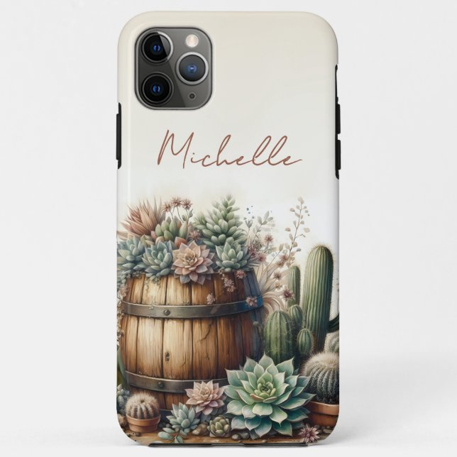 Coques Case-Mate iPhone Arrangement Rustique De Succulents Et Cactus (Dos)