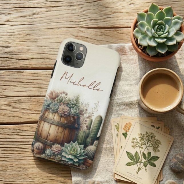 Coques Case-Mate iPhone Arrangement Rustique De Succulents Et Cactus (Créateur téléchargé)