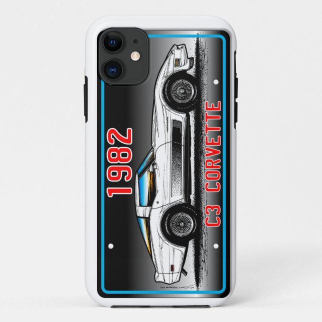 Coques Case-Mate iPhone Arrière - plan 1982 Art-Gris de plaque (Dos)