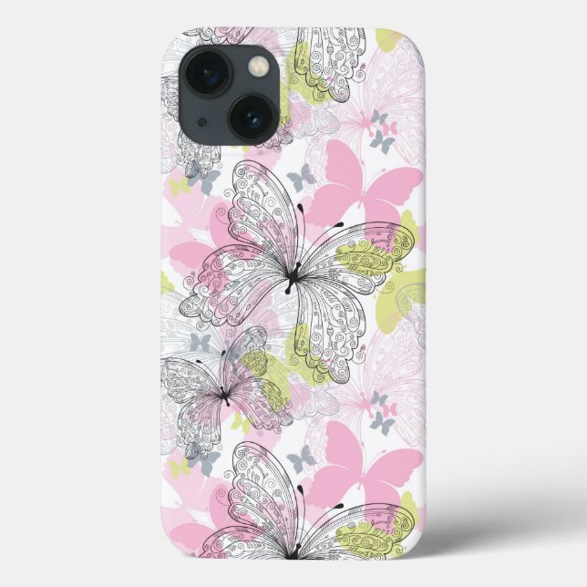 Coques Case-Mate iPhone Arrière - plan avec papillon (Verso)