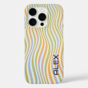 Coque iPhone 16 Pro Arrière - plan blanc Motif de vague Pastel