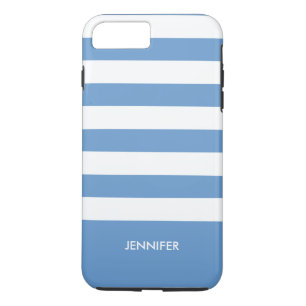 Coque iPhone 7 Plus Arrière - plan bleu ciel rayures blanches monogram
