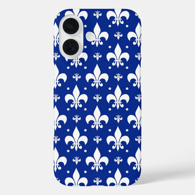 Coques Case-Mate iPhone Arrière - plan bleu Fleur-de-lis Motif Design (Verso)