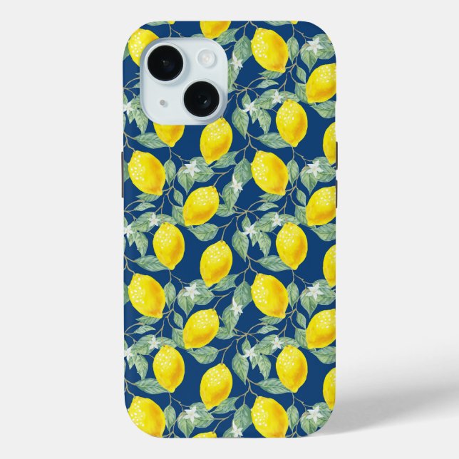 Coques Case-Mate iPhone Arrière - plan BLEU LEMON FRUITS (Verso)