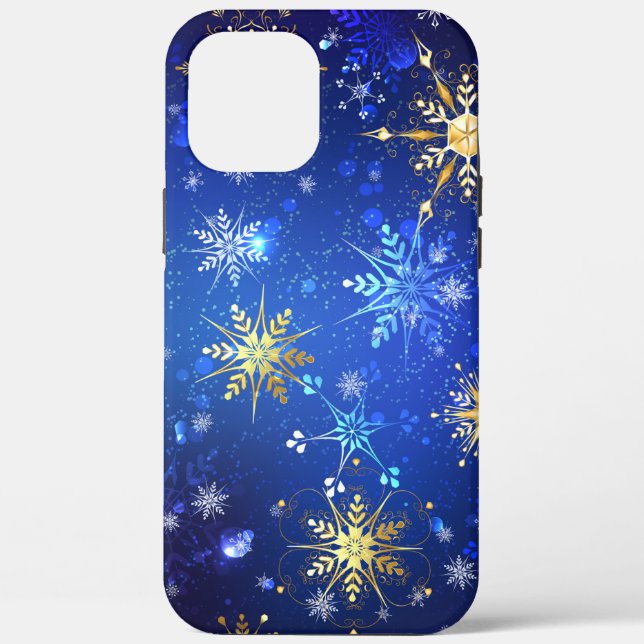 Coques Case-Mate iPhone Arrière - plan Bleu XMAS avec des flocons de neige (Verso)