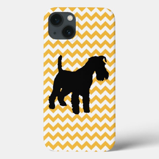 Coques Case-Mate iPhone Arrière - plan Chevron Avec Schnauzer Silhouette (Verso)