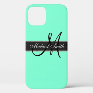 Case-Mate iPhone Case Arrière - plan couleur monogramme Aquamarine
