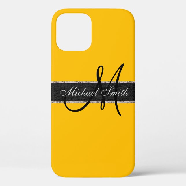 Coques Case-Mate iPhone Arrière - plan couleur orange monogramme (Verso)