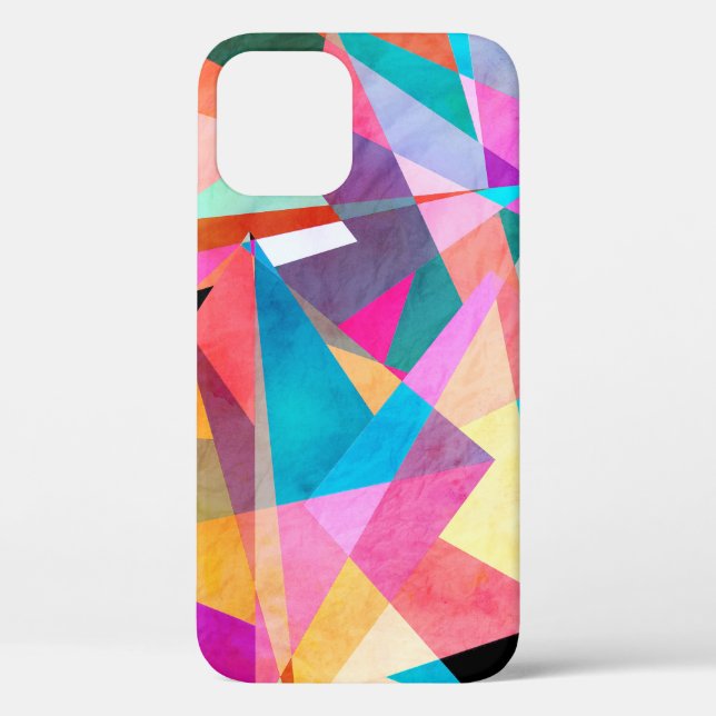 Coques Case-Mate iPhone Arrière - plan d'aquarelle géométrique couleur Abs (Verso)