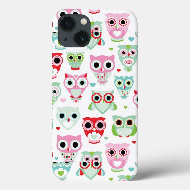 Coques Case-Mate iPhone arrière - plan de chouette couleur pastel (Verso)