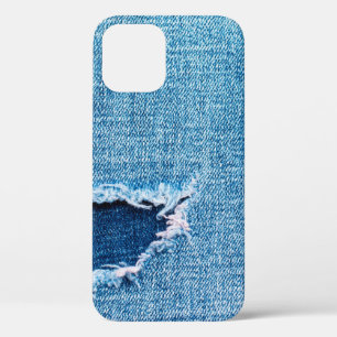 Case-Mate iPhone Case Arrière - plan de denim texturé. Trou déchiré dans